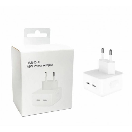 Adaptador con Dos Puertos USB‑C de 35 W  Ultra Rapido Calidad Original(Un Año De Garantia)