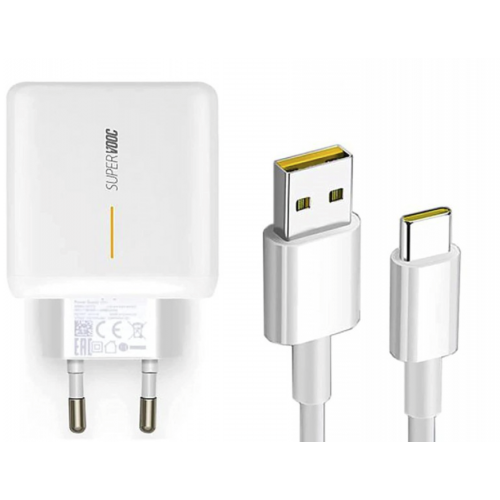 Cargador de Red + Cable USB Tipo C Original Oppo Carga SUPERVOOC 65W (sin blister)