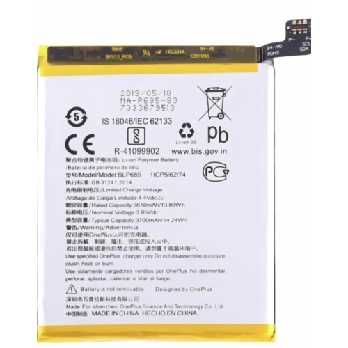 N389 Bateria BLP685 para One Plus 6t / 1+6t de 3610mAh