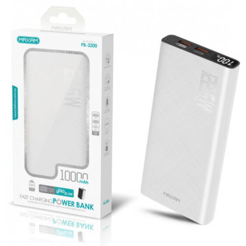 Bateria Externa / Power Bank Carga Rapida Con Entrada Tipo C Y USB de 10000mAh / MAXAM PB-3200