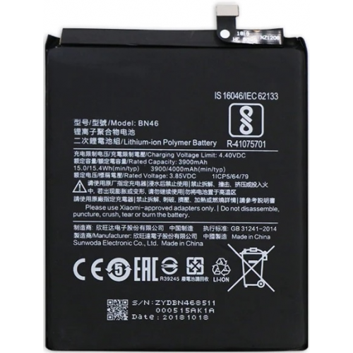 N135 Batería BN46 para Xiaomi Redmi Note 6 de 3900mAh