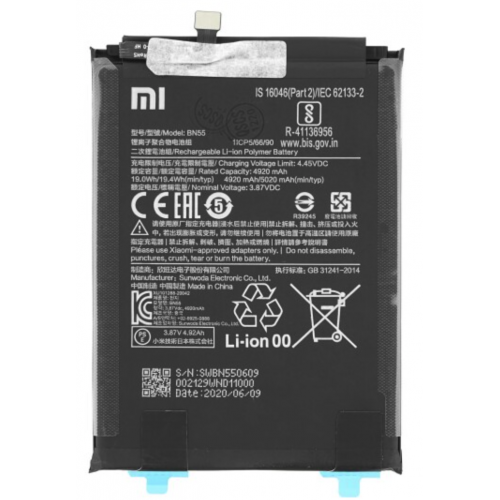 N436 Bateria BN55 Original Servicepack Para Xiaomi Redmi Note 9S De 4920 mAh