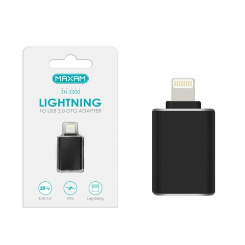 Adaptador Lightning negro a USB 3.0 OTG ZH-3300