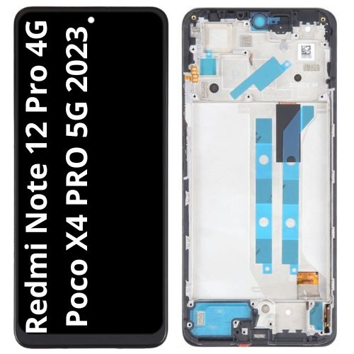 Pantalla Service Pack Con Marco Para Xiaomi Redmi Note 12 Pro 4G / Poco X4 Pro 5G 2023 - ORGINAL (NEGRO)