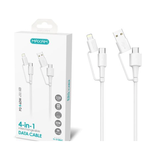 N272 SJ-3130UC Cable 4 En 1 Tipo C a USB Enchufe Intercambiable Lightning 1m